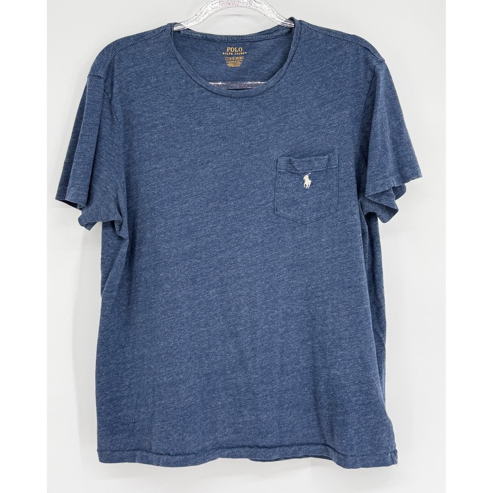 Polo Ralph Lauren Mens Blue Heather Pocket T-Shirt Custom Slim Fit Sz L‎